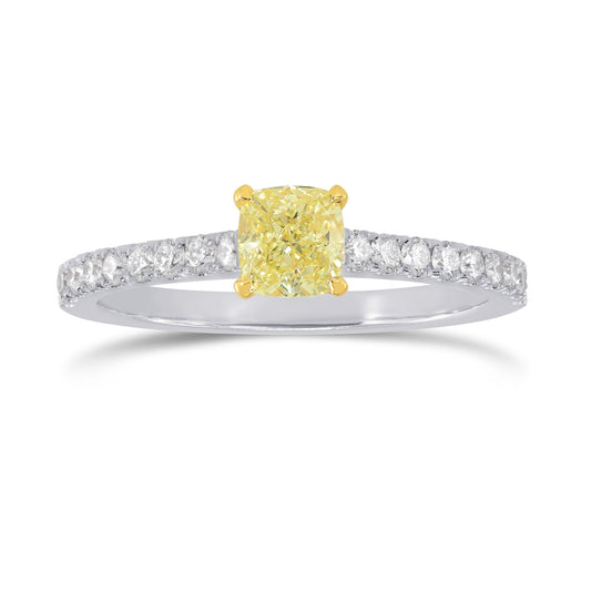 Ausgefallener gelber Kissen- und Pavé-Diamantring