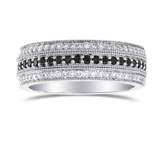 Breiter schwarzer Diamant-Milgrain-Ring