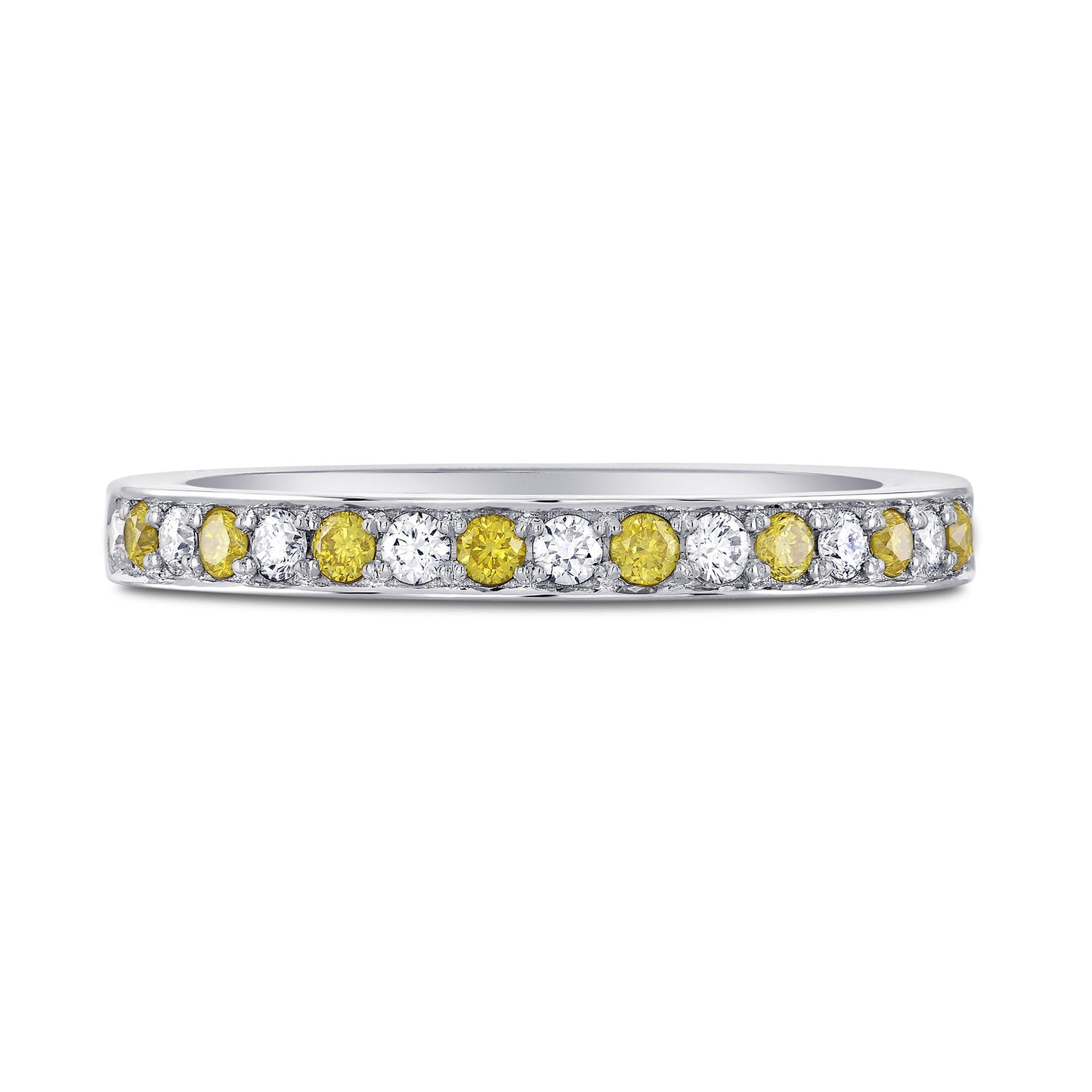 Fancy Vivid Yellow and White Diamond Band Ring