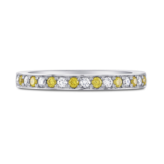 Ring mit auffälligem, leuchtend gelbem und weißem Diamanten