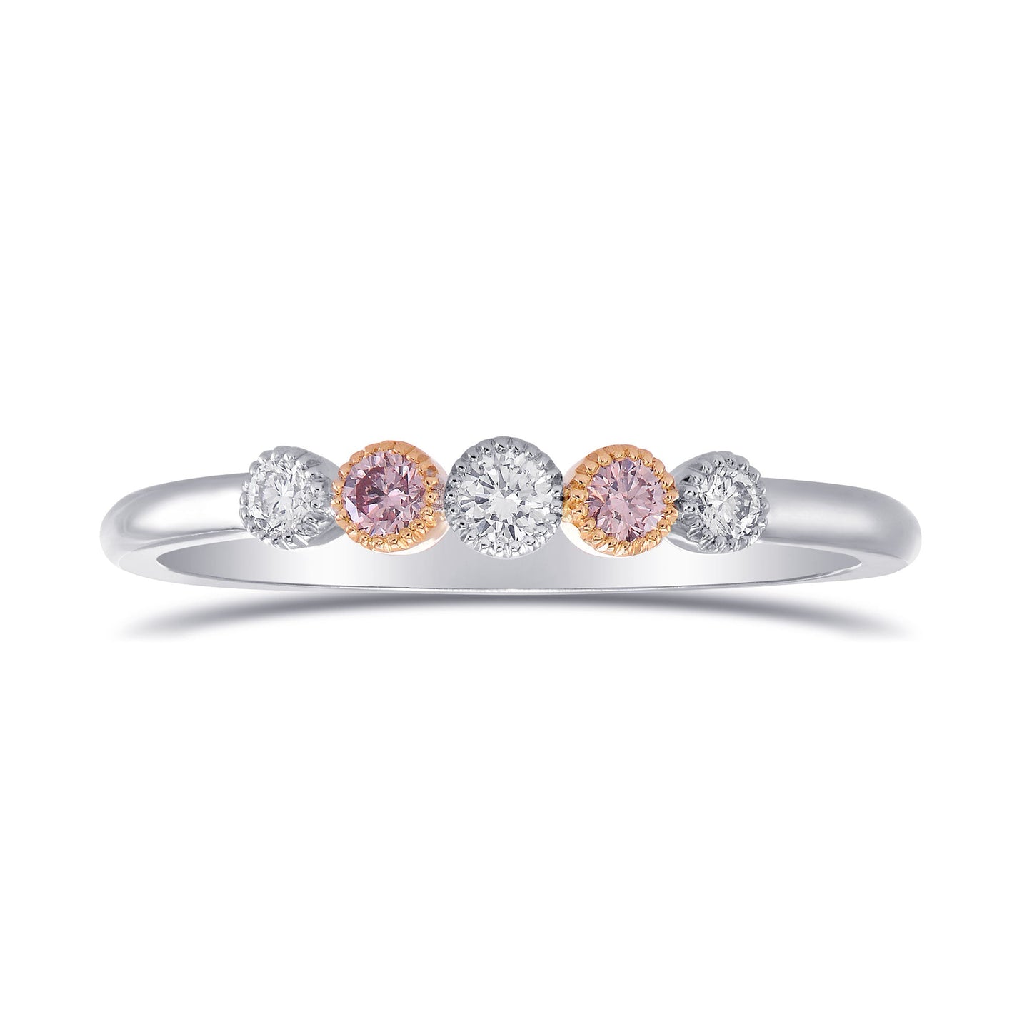 Fünfsteiniger rosa-weißer Diamantring