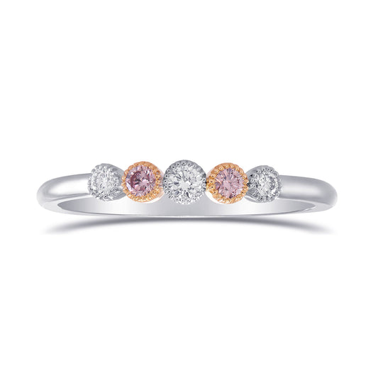 Fünfsteiniger rosa-weißer Diamantring