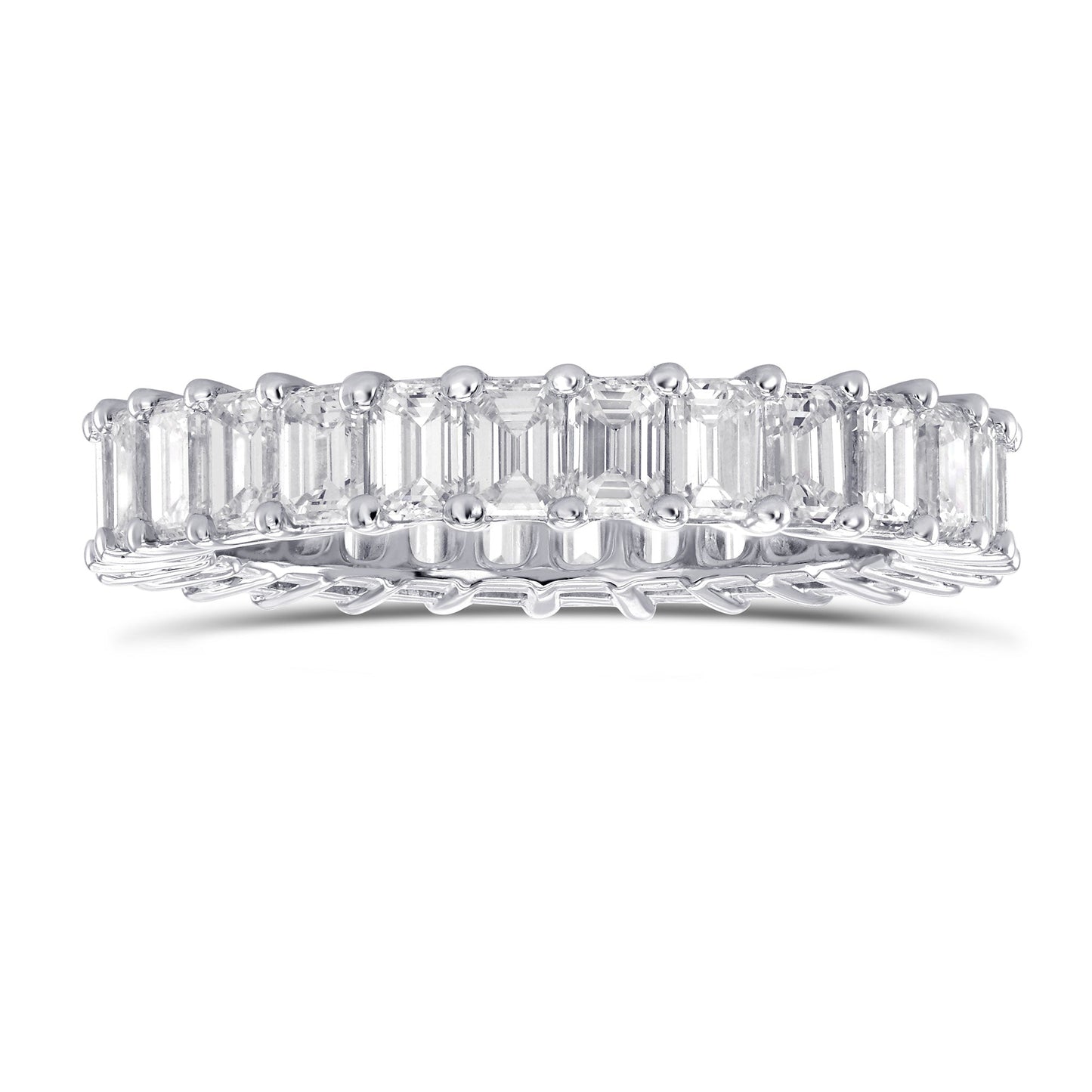 Platinum Emerald-Cut Diamond Full Eternity Band Ring