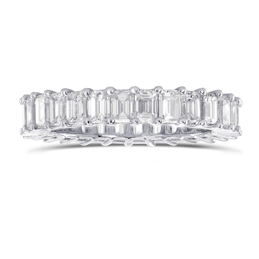 Platin-Ewigkeitsring mit smaragdgeschliffenem Diamanten
