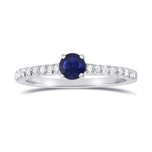 Runder Verlobungsring mit Saphir und Diamanten