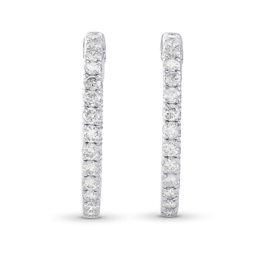 Runde weiße Diamant-Creolen