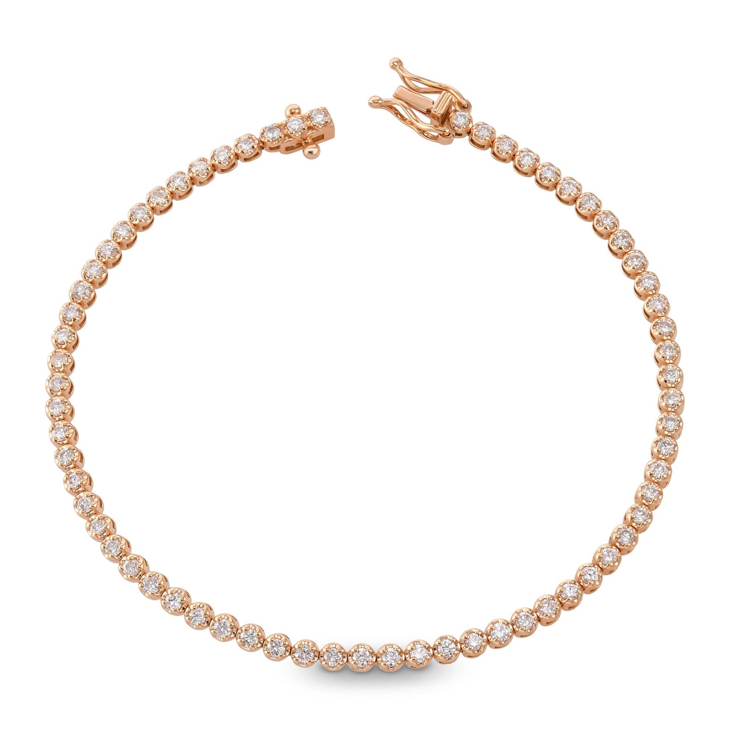 Klassisches Tennisarmband mit rundem Rosendiamanten und 1,51 Karat