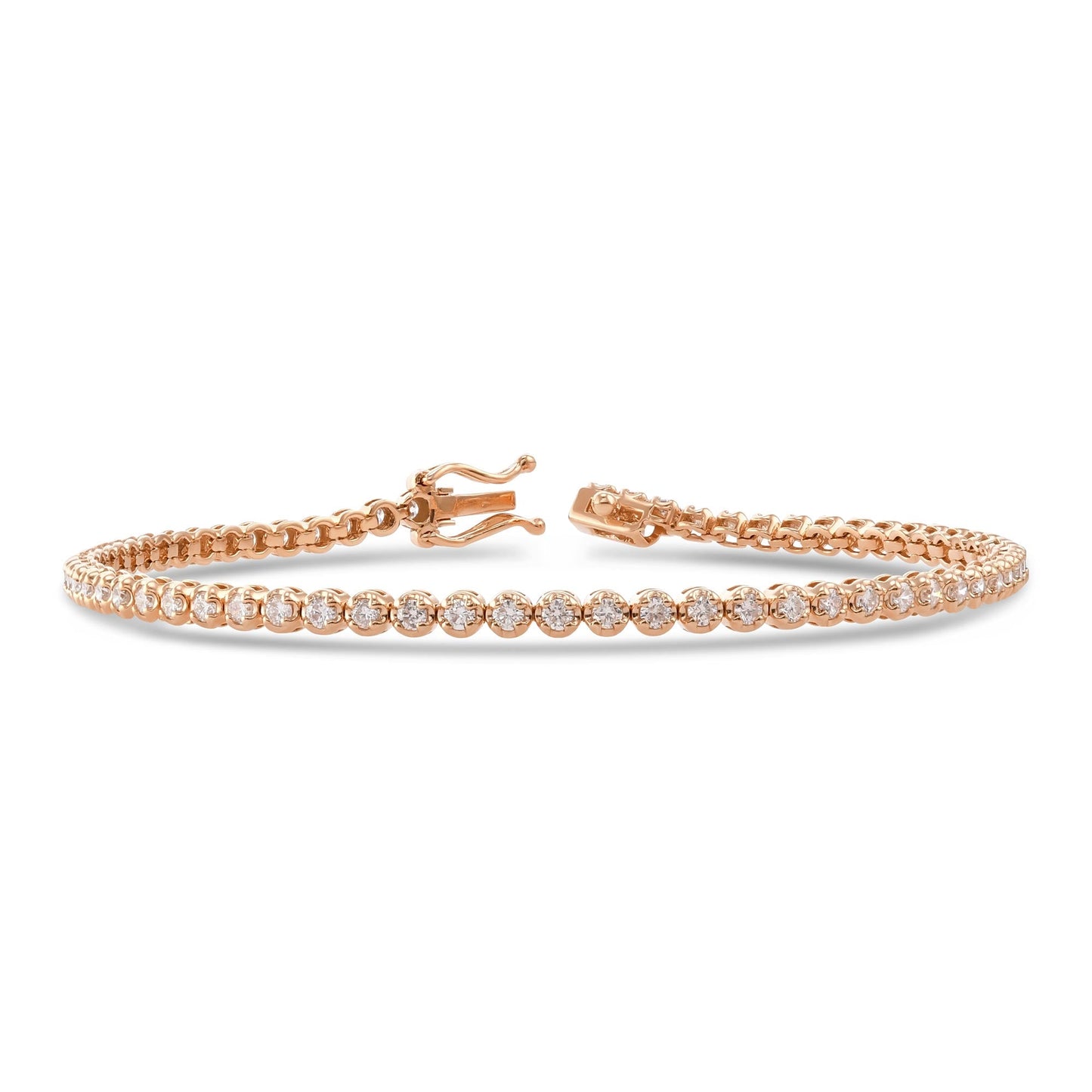 Klassisches Tennisarmband mit rundem Rosendiamanten und 1,51 Karat