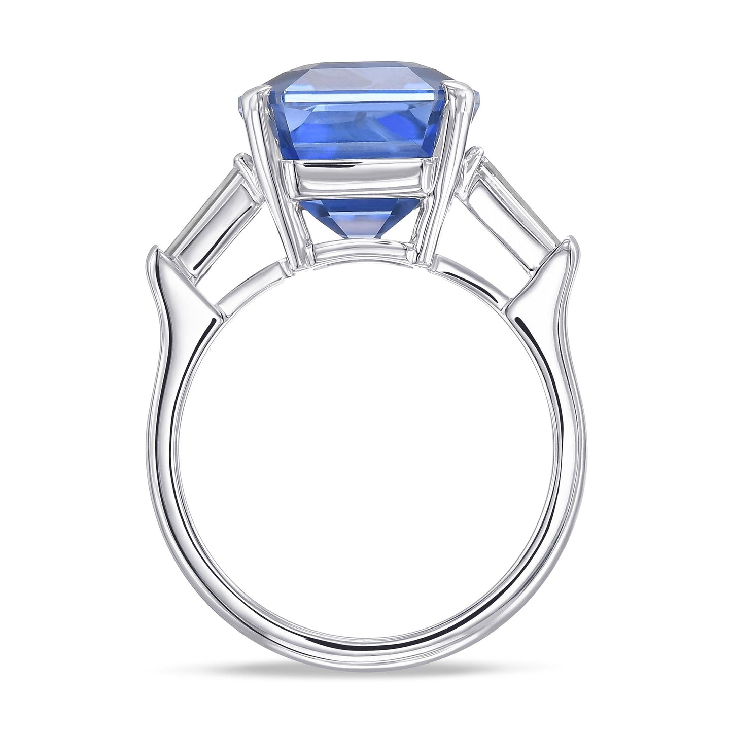 Dreisteinring mit Smaragdgrün, blauem Saphir und Diamanten (ohne Hitzeeinwirkung) GRS