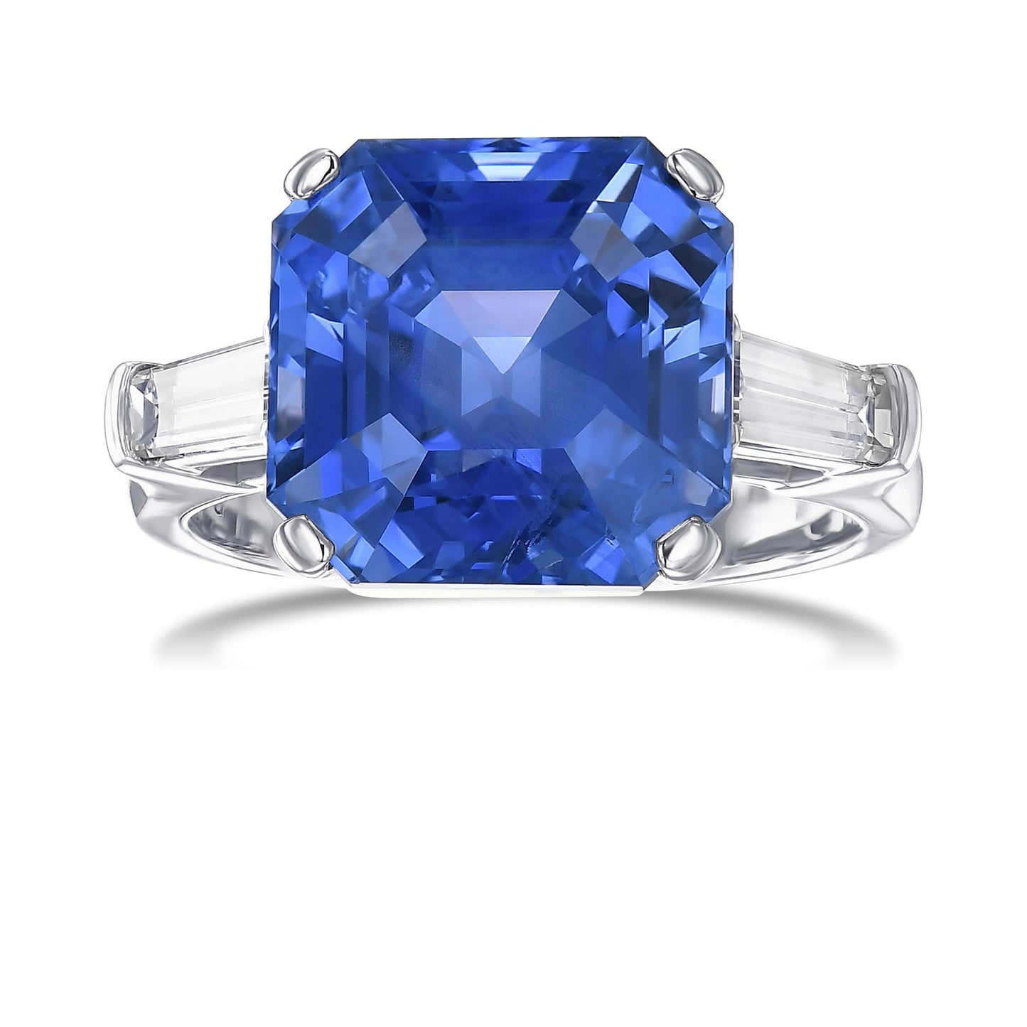Dreisteinring mit Smaragdgrün, blauem Saphir und Diamanten (ohne Hitzeeinwirkung) GRS