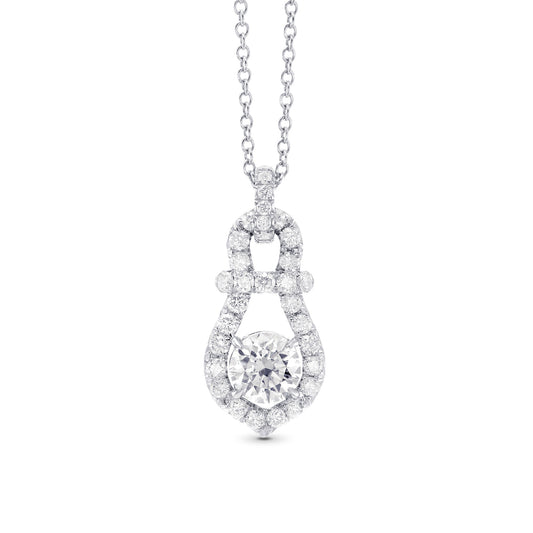 Tropfenförmiger Anhänger mit rundem, brillantweißem Diamanten