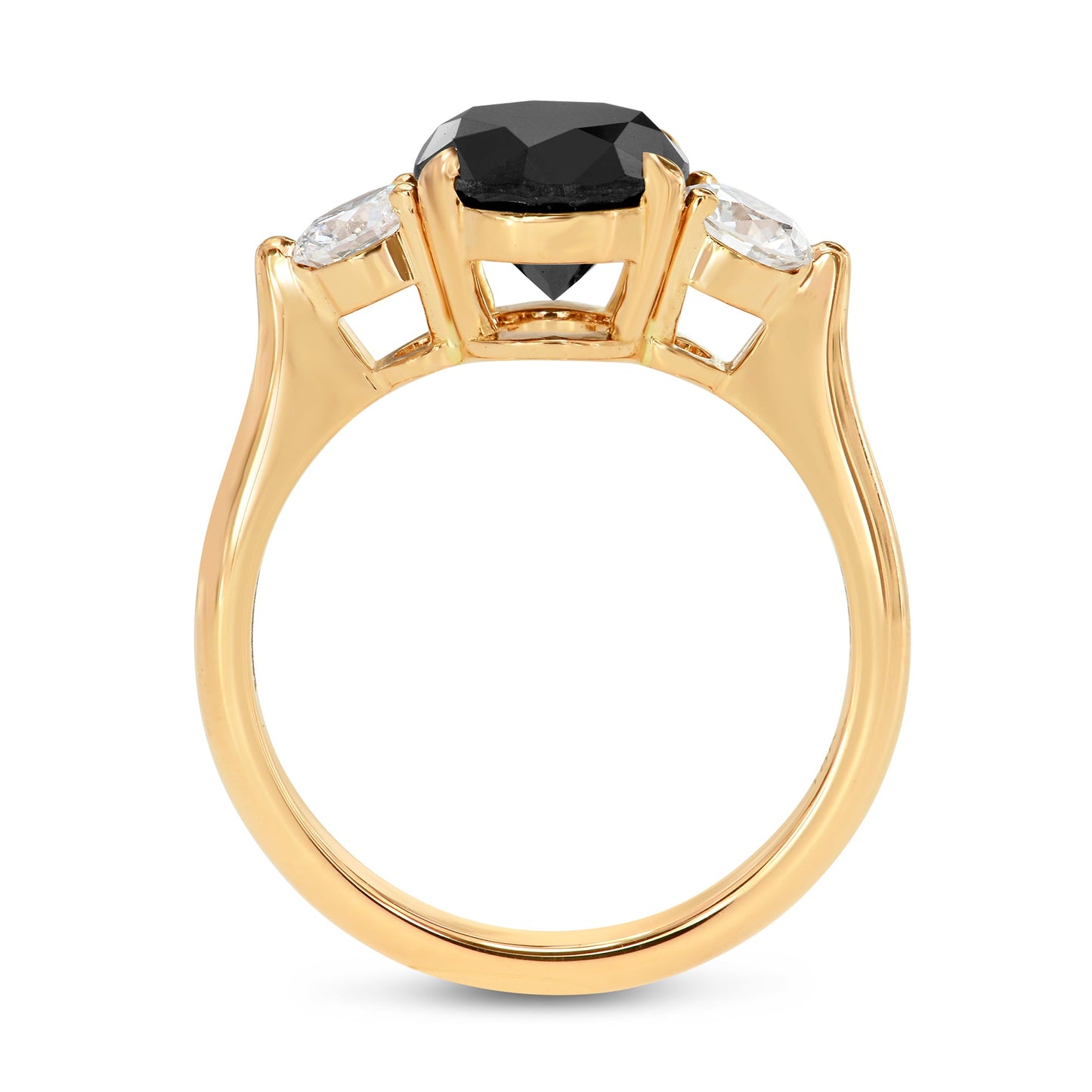 Eleganter schwarzer Dreistein-Diamantring