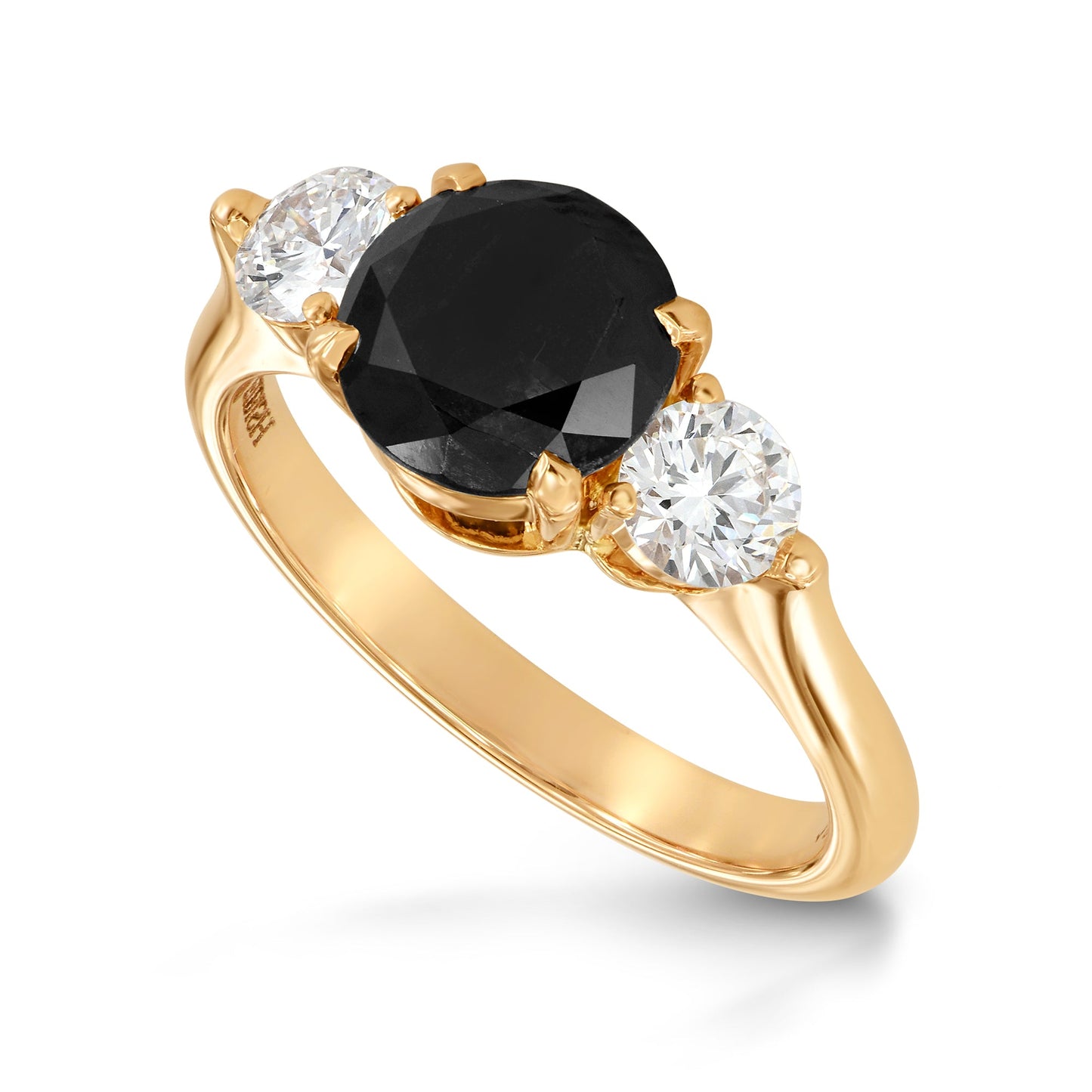Eleganter schwarzer Dreistein-Diamantring