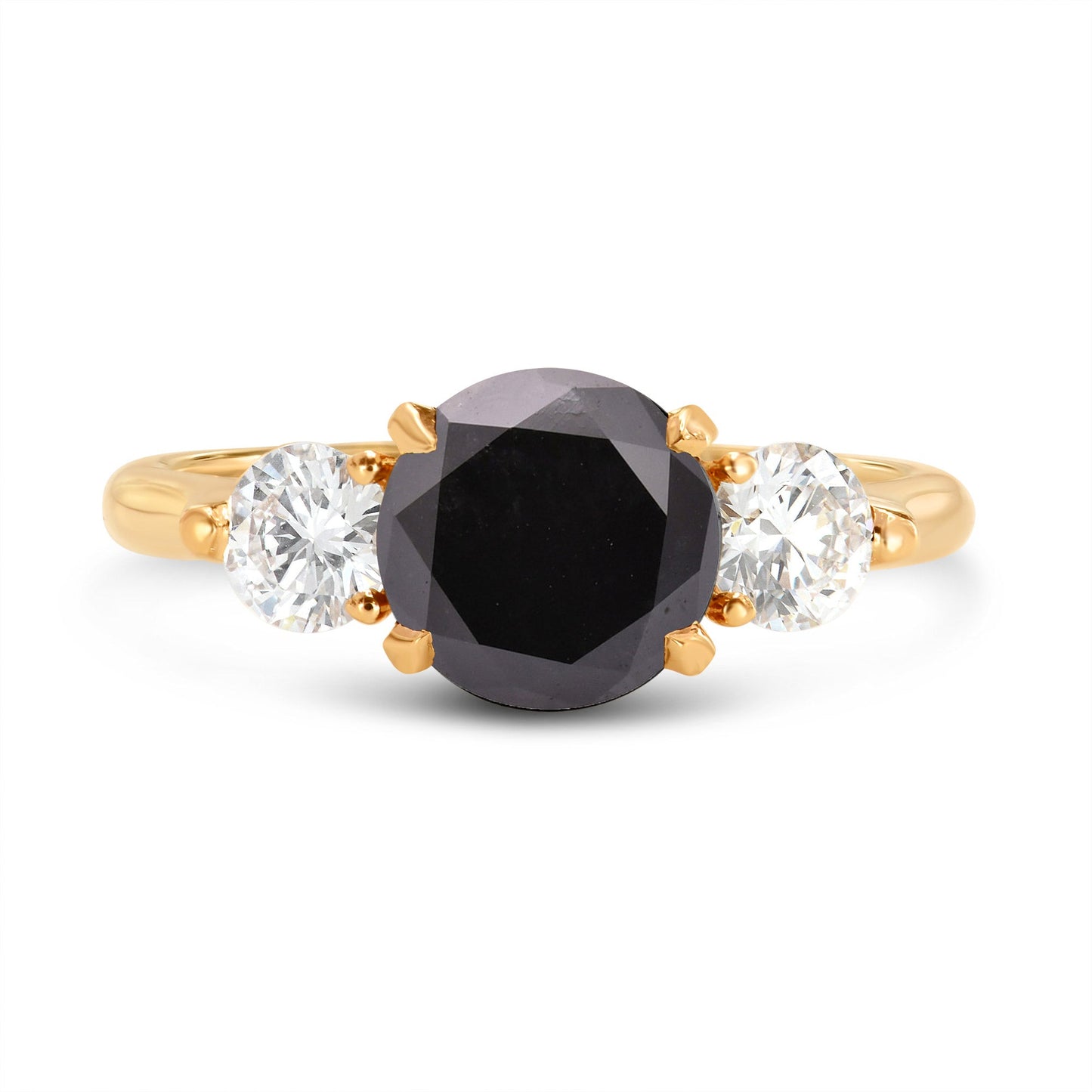 Eleganter schwarzer Dreistein-Diamantring