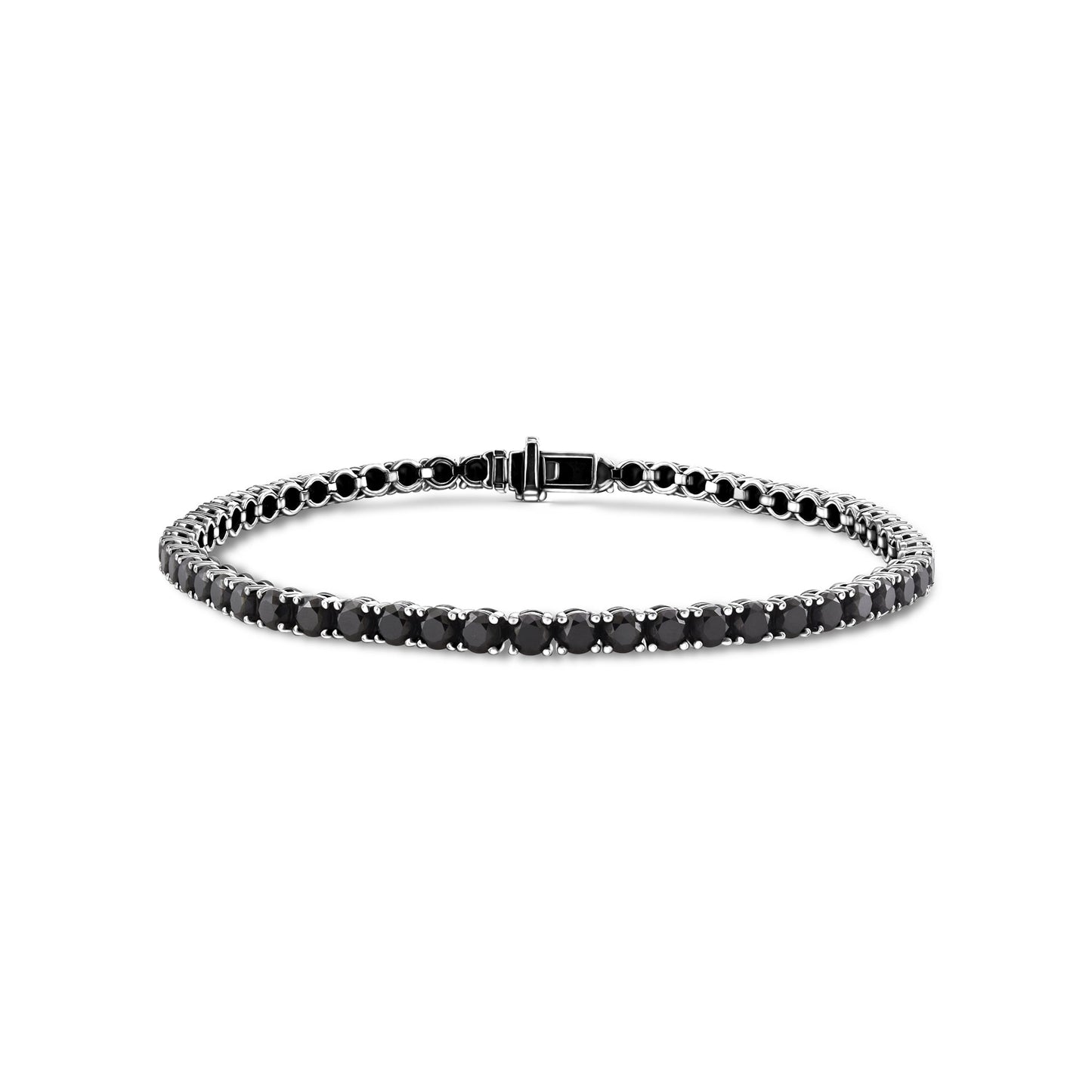 Tennisarmband mit 12,43 Karat schwarzen, runden Diamanten