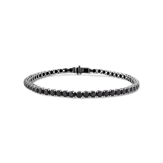 Tennisarmband mit 12,43 Karat schwarzen, runden Diamanten