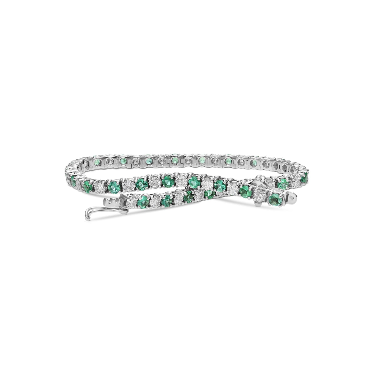 Tennisarmband mit grünen Smaragden und Diamanten