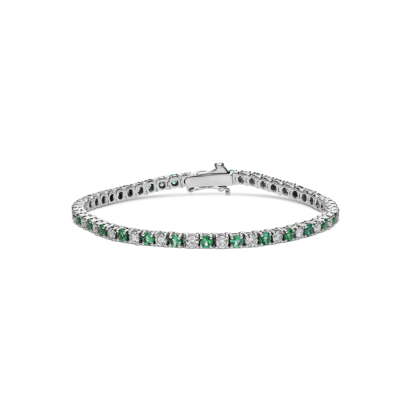 Tennisarmband mit grünen Smaragden und Diamanten