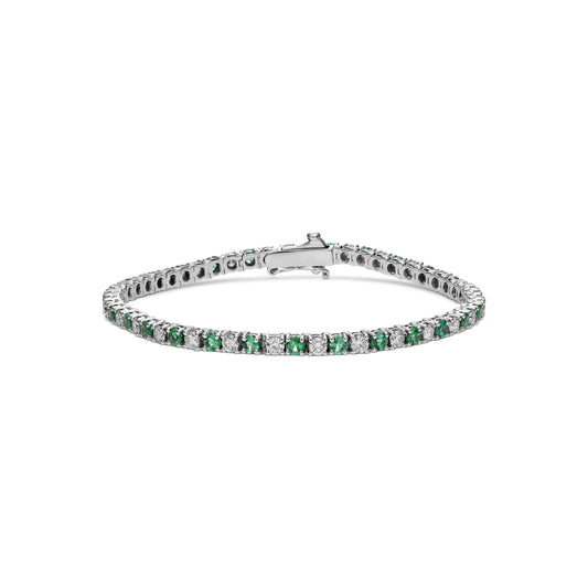 Tennisarmband mit grünen Smaragden und Diamanten