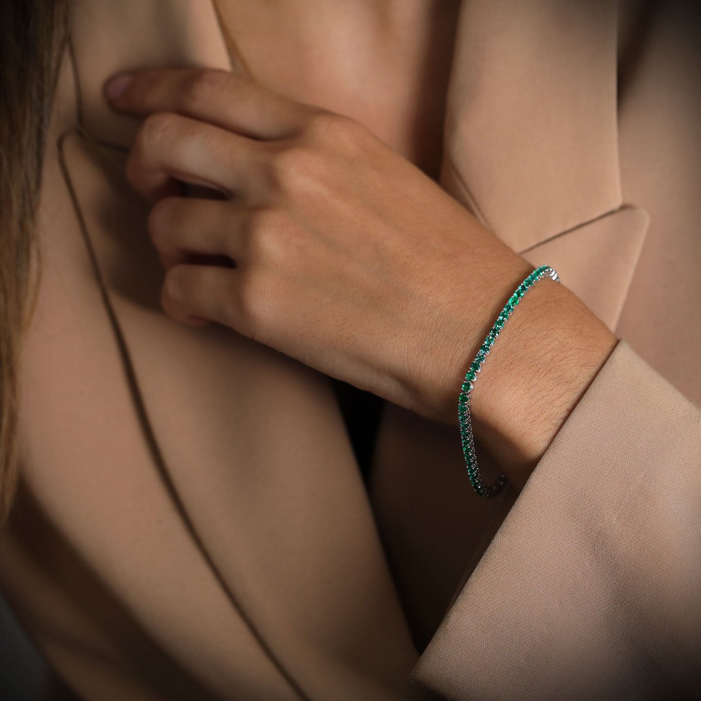 5,14 Karat grünes Smaragd-Tennisarmband