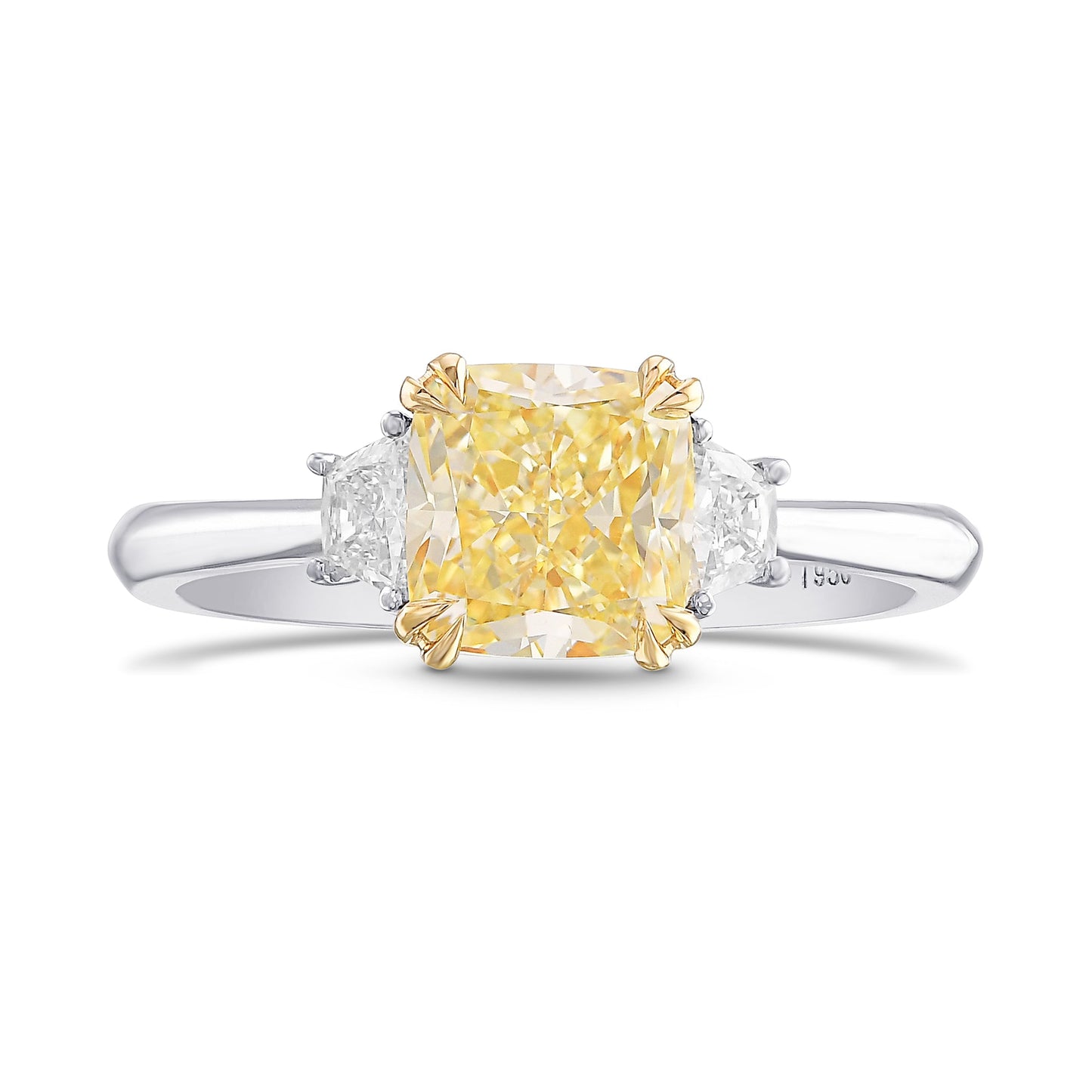 Fancy Yellow Cushion Three-stone Ring