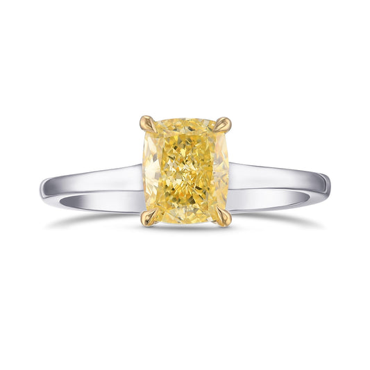 Klassischer Solitär-Verlobungsring mit gelbem Kissen-Diamanten
