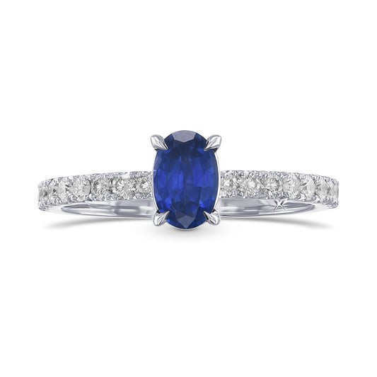 Ovaler Saphir-Seitenstein-Diamantring