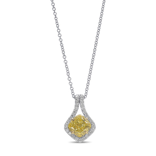 Anhänger mit gelbem Kissen-Diamanten