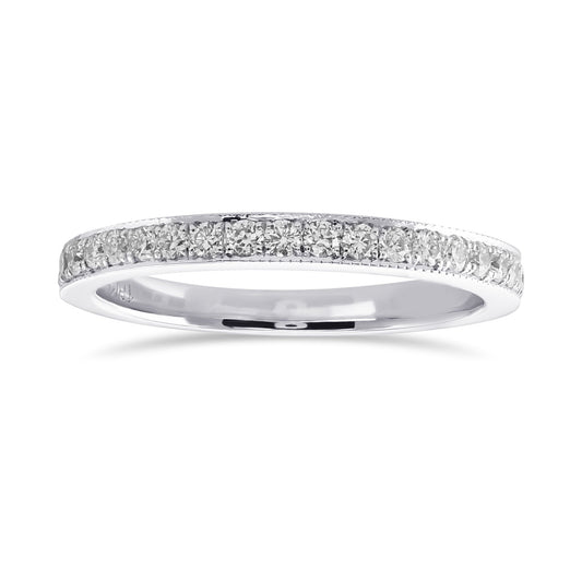 Halb-Eternity-Ehering mit rundem Brillanten im Pavé-Fassung