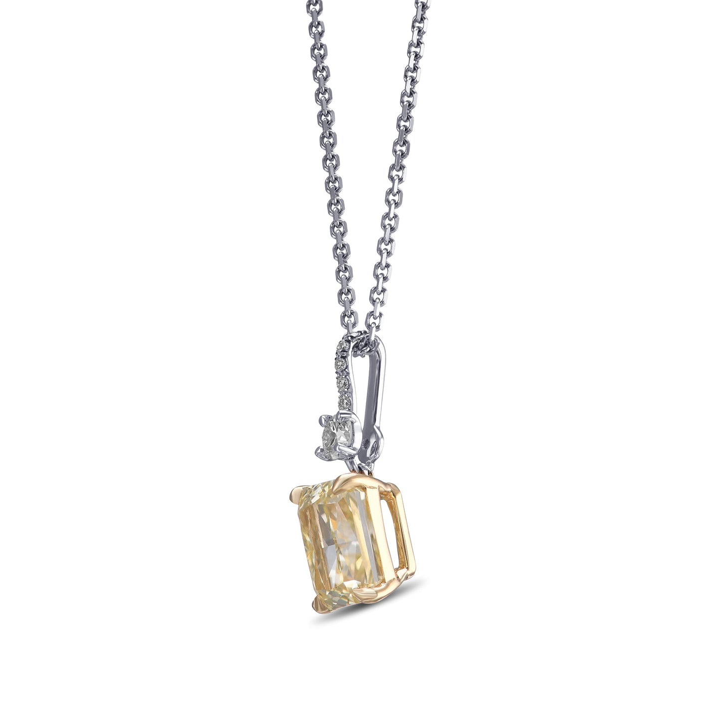 Anhänger mit strahlendem, hellgelbem Diamanten in Tropfenform