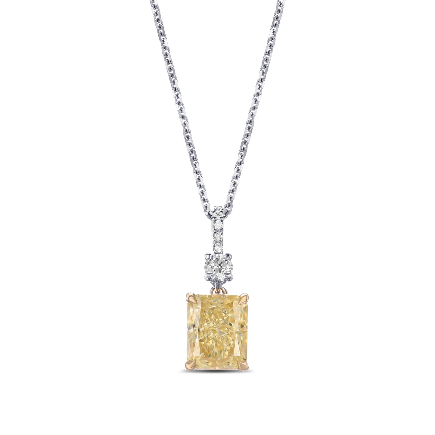Anhänger mit strahlendem, hellgelbem Diamanten in Tropfenform