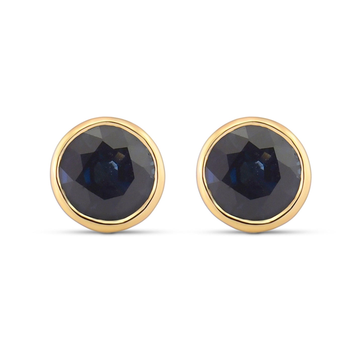 Ohrstecker mit rundem, brillantgeschliffenem blauem Saphir