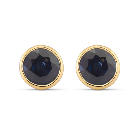Ohrstecker mit rundem, brillantgeschliffenem blauem Saphir