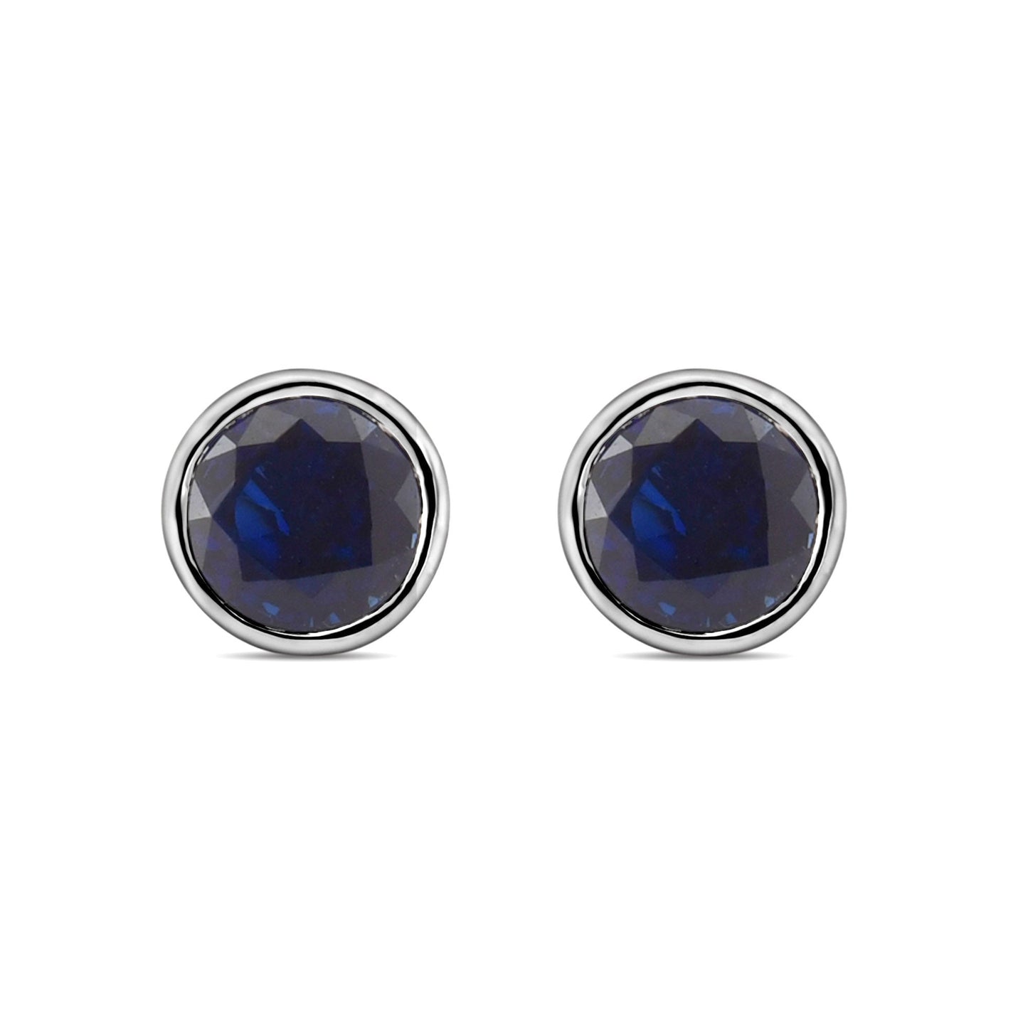 Ohrstecker mit rundem, brillantgeschliffenem blauem Saphir