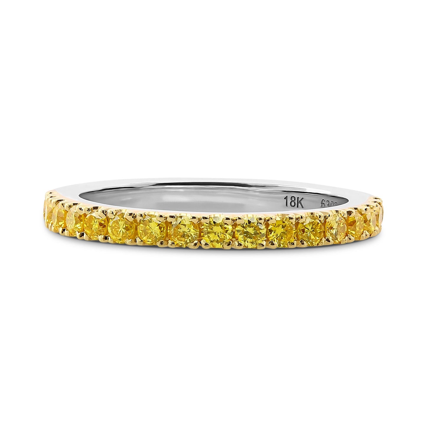 Halb-Ewigkeits-Ehering mit kanariengelbem, leuchtend gelbem Diamanten