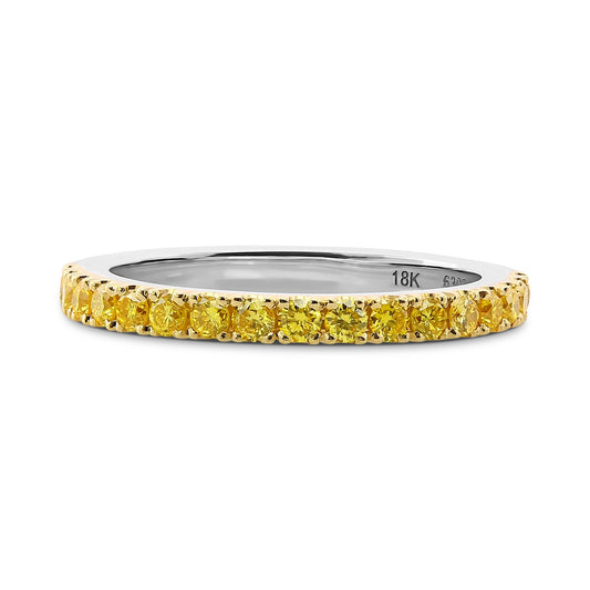 Halb-Ewigkeits-Ehering mit kanariengelbem, leuchtend gelbem Diamanten