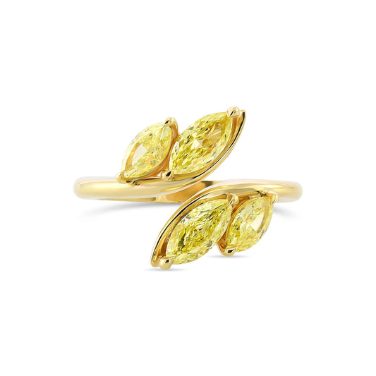 4-Stein-Ring im Marquise-Schliff, intensiv gelb