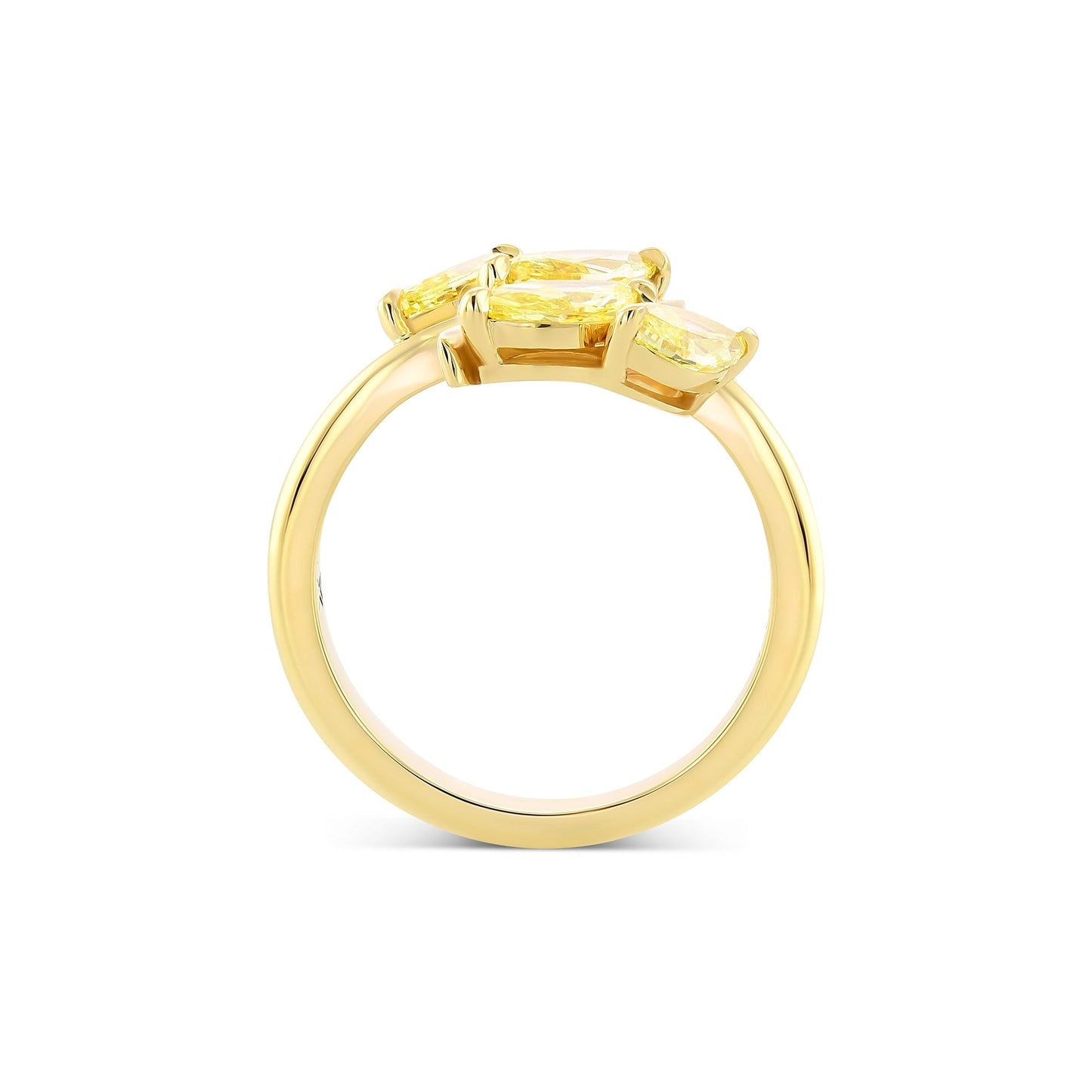 4 Stone Fancy Intense Yellow Marquise Crossover Ring