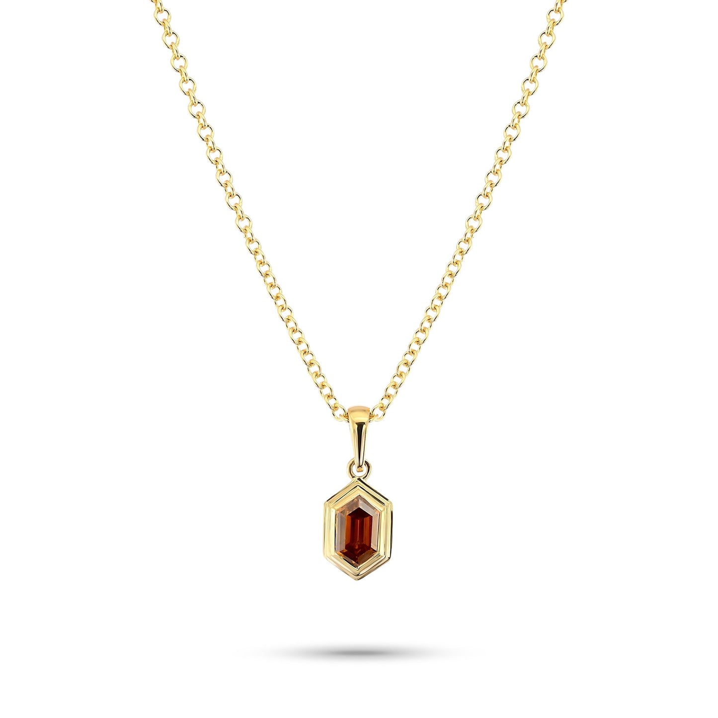 Fancy Deep Yellowish Orange Hexagonal Diamond Pendant