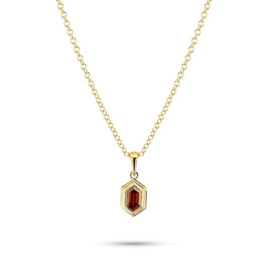 Anhänger mit sechseckigem Diamanten in einem ausgefallenen, tiefgelben Orange
