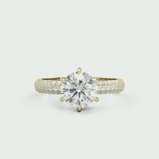 Verlobungsring Ling mit 1.0 ct G/SI-Diamant in 6-Krappen-Fassung, ergänzt durch 0.26 ct seitliche G/SI-Diamanten – erhältlich in München und Augsburg